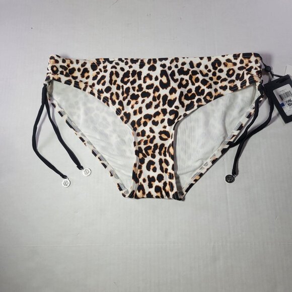 DKNY Women Leopard Print Hipster Bikini Bottom With Side Strings Size XL - Picture 1 of 5